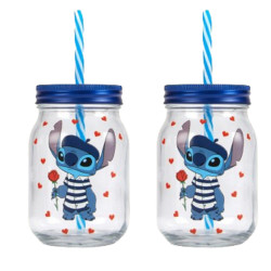 Disney Stitch Love Mason Jar with Straw   set of 2, £6